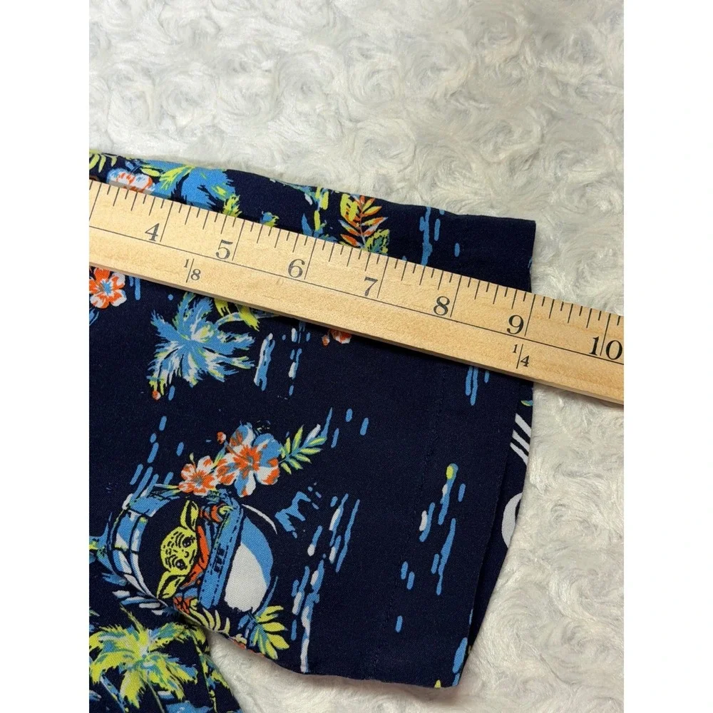 Star Wars Mandalorian Grogu Baby Yoda Hawaiian Shirt Navy Blue Mens Small SM P C